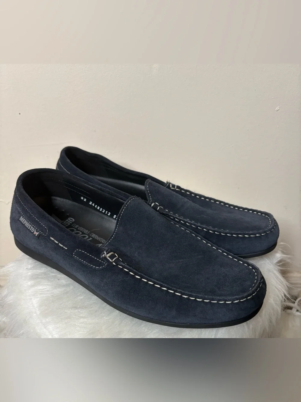 {EUC} Men's MEPHISTO Navy Suede Slip-On Loafers 9.5 US